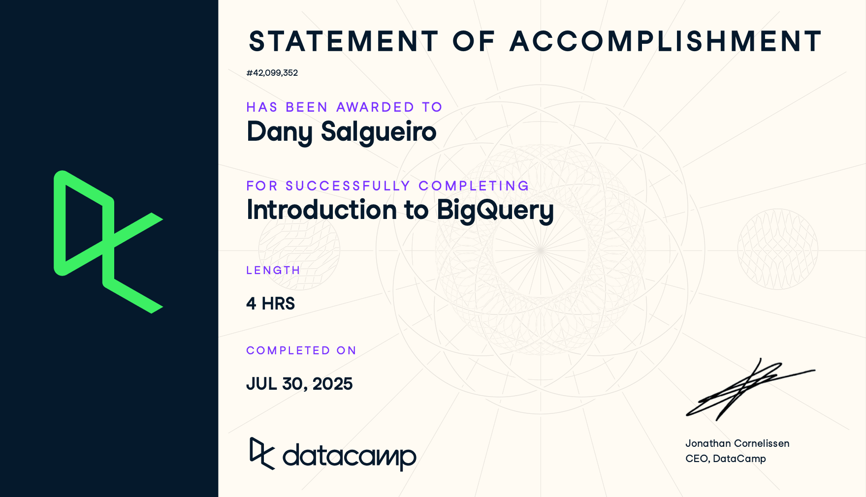 DataCamp Introduction to BigQuery